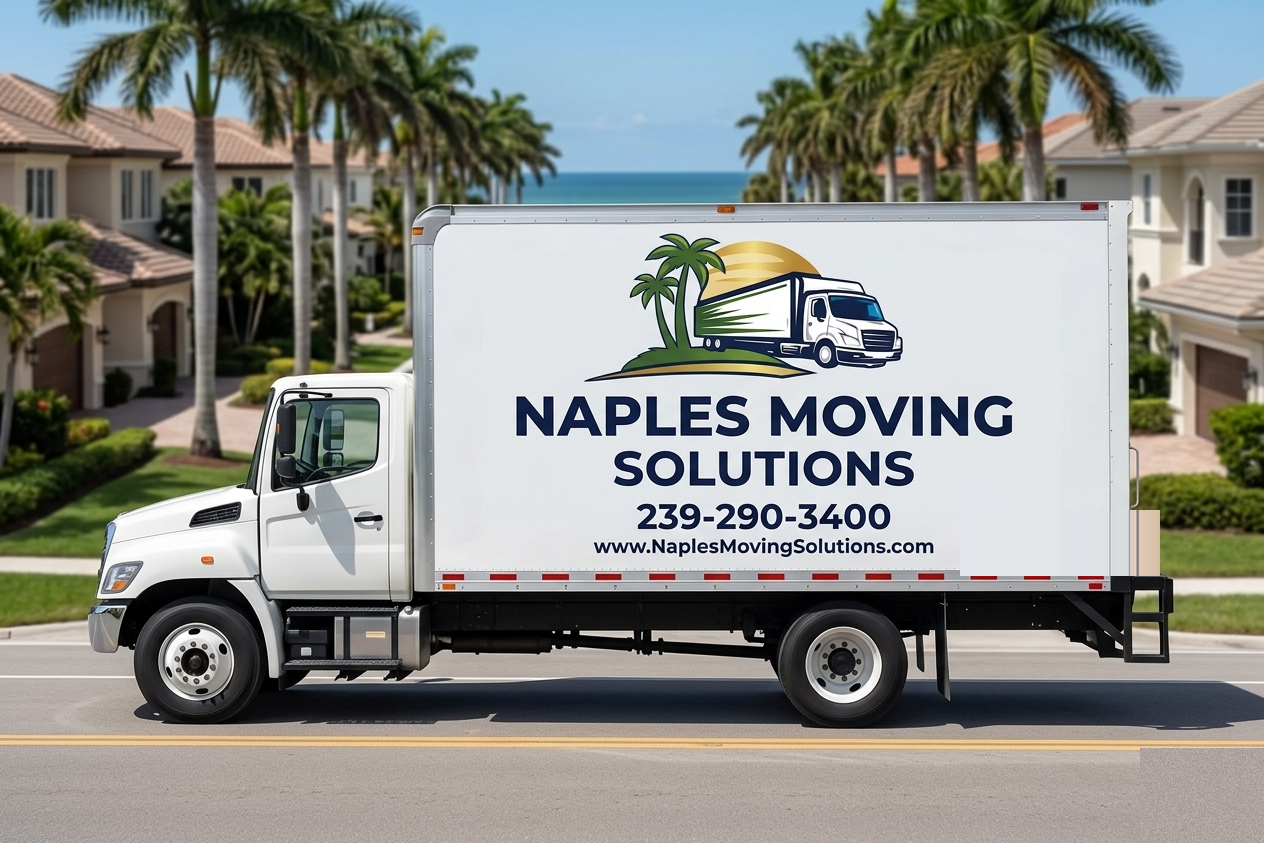 Naples Moving Solutions branded moving truck in Southwest Florida